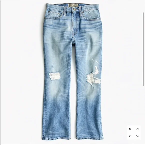 J Crew Point Sur Denim Light Destroy Wash Cropped Jeans Size 24 New - Picture 2 of 7